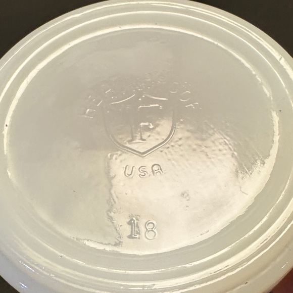 Vintage Federal Milk Glass Mugs in Red and White Gingham with Small Flowers - Picture 6 of 16